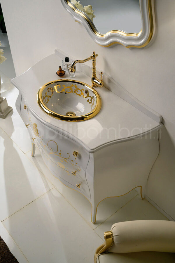 Mobile bagno stile barocco finiture oro