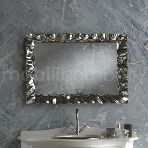 Specchiera stile barocco bianco finiture foglia argento