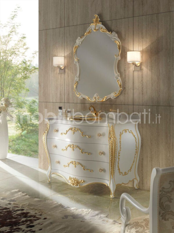 Mobile bagno stile barocco singolo lavabo top marmo