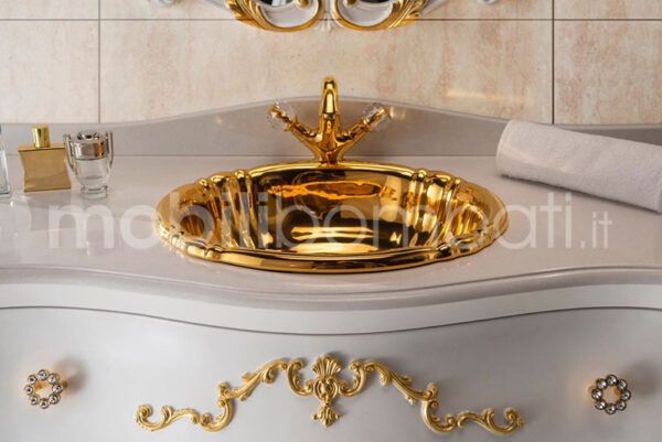 Mobile bagno stile barocco singolo lavabo top marmo - Image 7