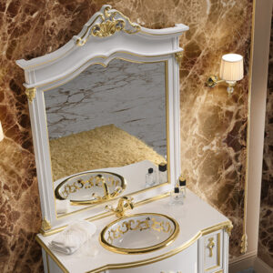 Specchiera stile barocco bianco e finiture oro